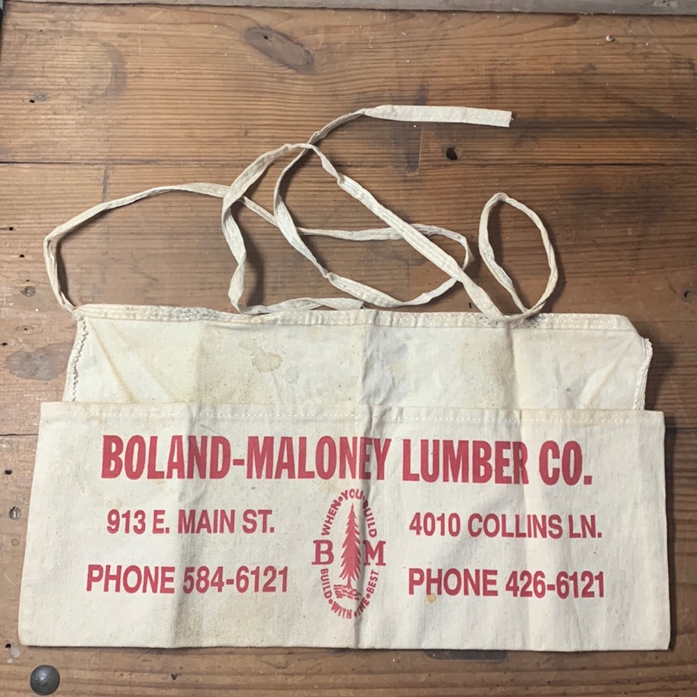 Vintage Boland-Maloney Canvas Nail Pouch Apron Louisville, Kentucky
